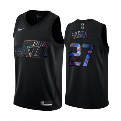 Nike Utah Jazz #27 Rudy Gobert Men's Iridescent Holographic Collection NBA Jersey - Black Men's